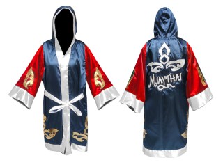 Custom Muay Thai Boxer Robe : KNFIR-143-Red-Navy