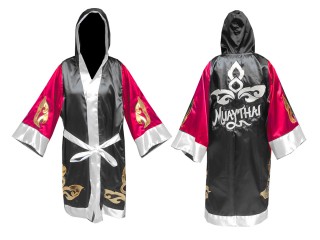 Custom Muay Thai Boxer Robe : KNFIR-143-Rose-Black