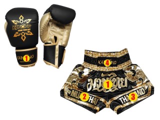 Personalised Custom Boxing Gloves and Muay Thai Shorts Set