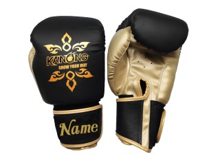 Custom Muay Thai Gloves : KNGCUST-401 Black-Gold