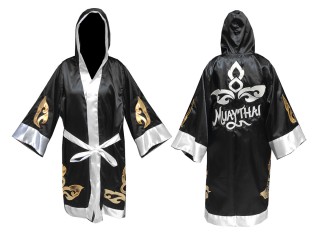 Custom Muay Thai Fight Robe : KNFIR-143-Black