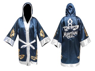 Custom Muay Thai Fight Robe : KNFIR-143-Navy